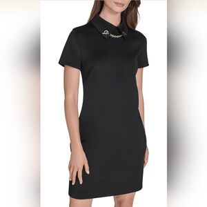 Halston Heritage Black Mini Dress with Gold Accent